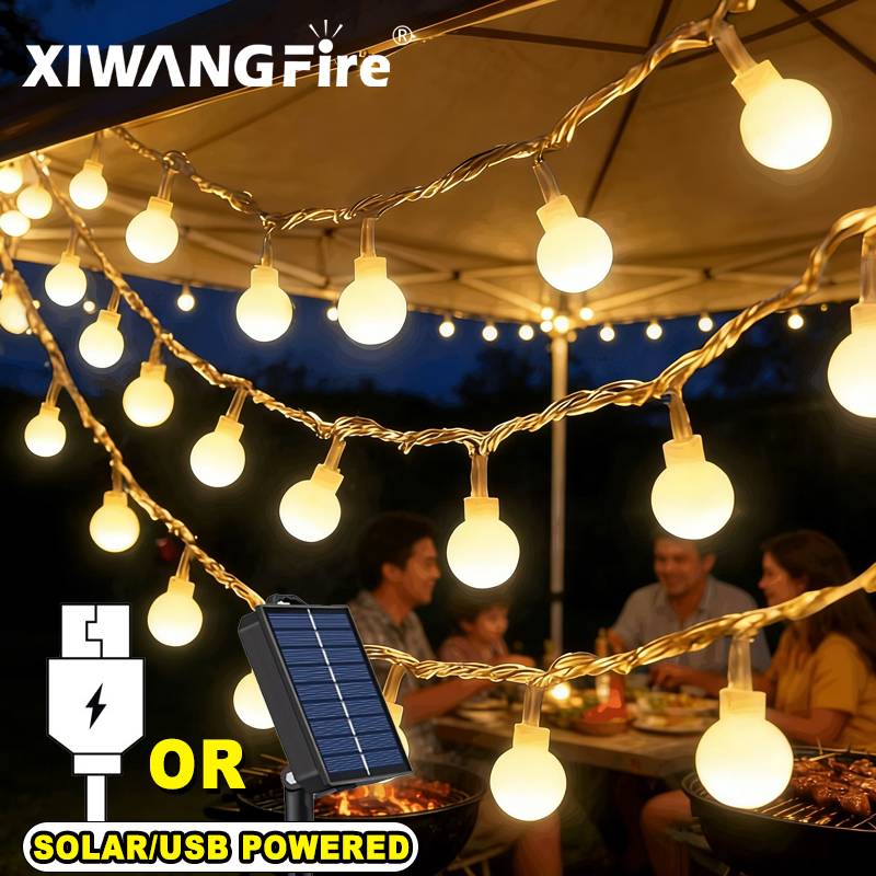 Outdoor Lighting Decoration - ไฟประดับโซลาร์เซลล์/USB/แบตเตอรี่ 3-10 เมตร, ไฟ LED ลูกบอลทรงกลม,