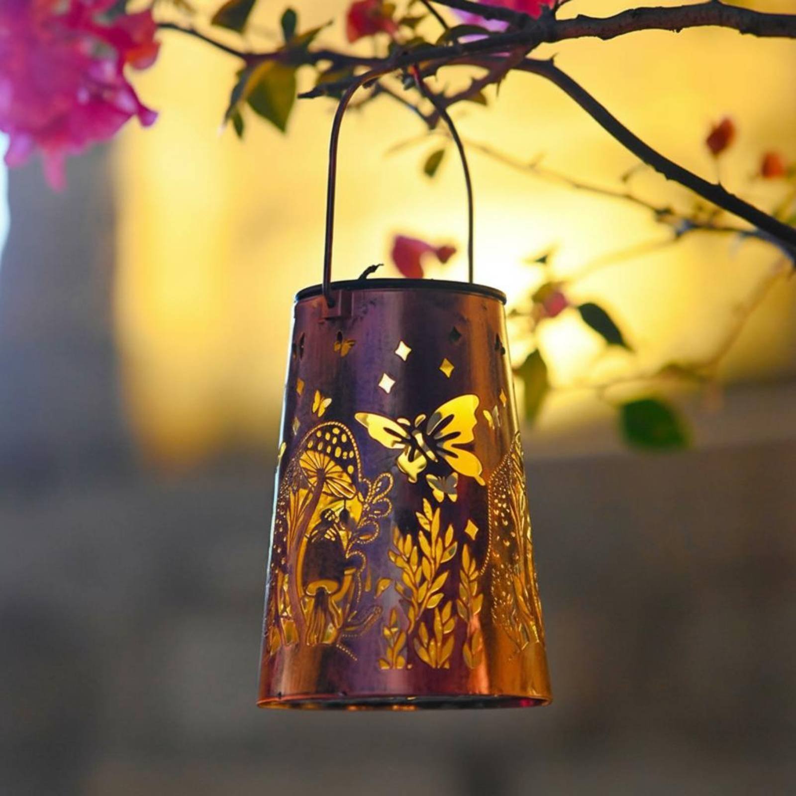 Outdoor Lighting Decoration - โคมไฟสวนลายดอกไม้ โคมไฟสวน ระบบเปิด/ปิดอัตโนมัติ โคมไฟแขวนเหล็กดัด โคมไฟกลางแจ้ง ทนทานต่อสภาพอากาศ
