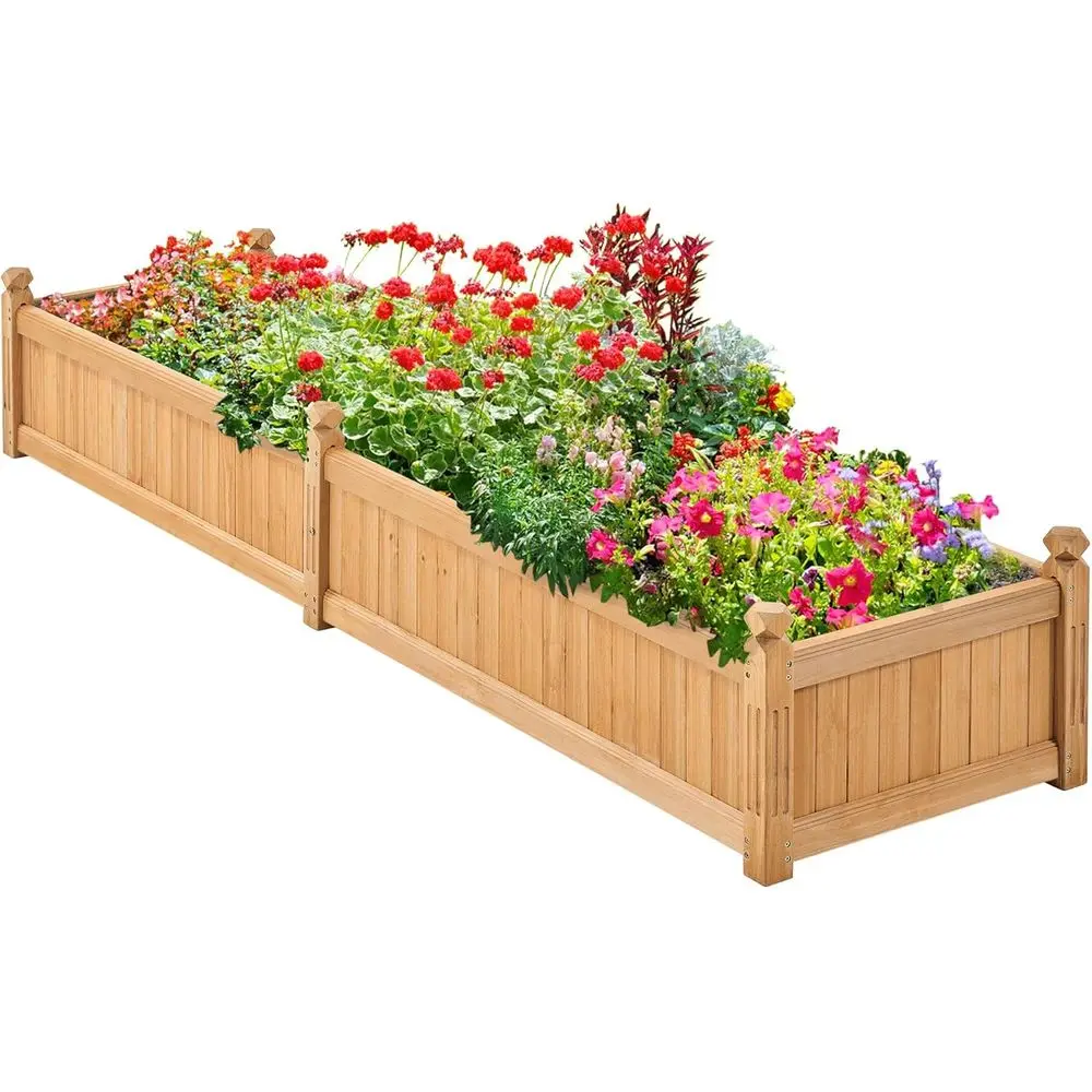 Outdoor Lighting Box - กระบะปลูกต้นไม้ยกพื้นสีน้ำตาลอ่อน - กล่องปลูกต้นไม้กลางแจ้งสำหรับสวน โรงเรือน ปลูกผัก ดอกไม้