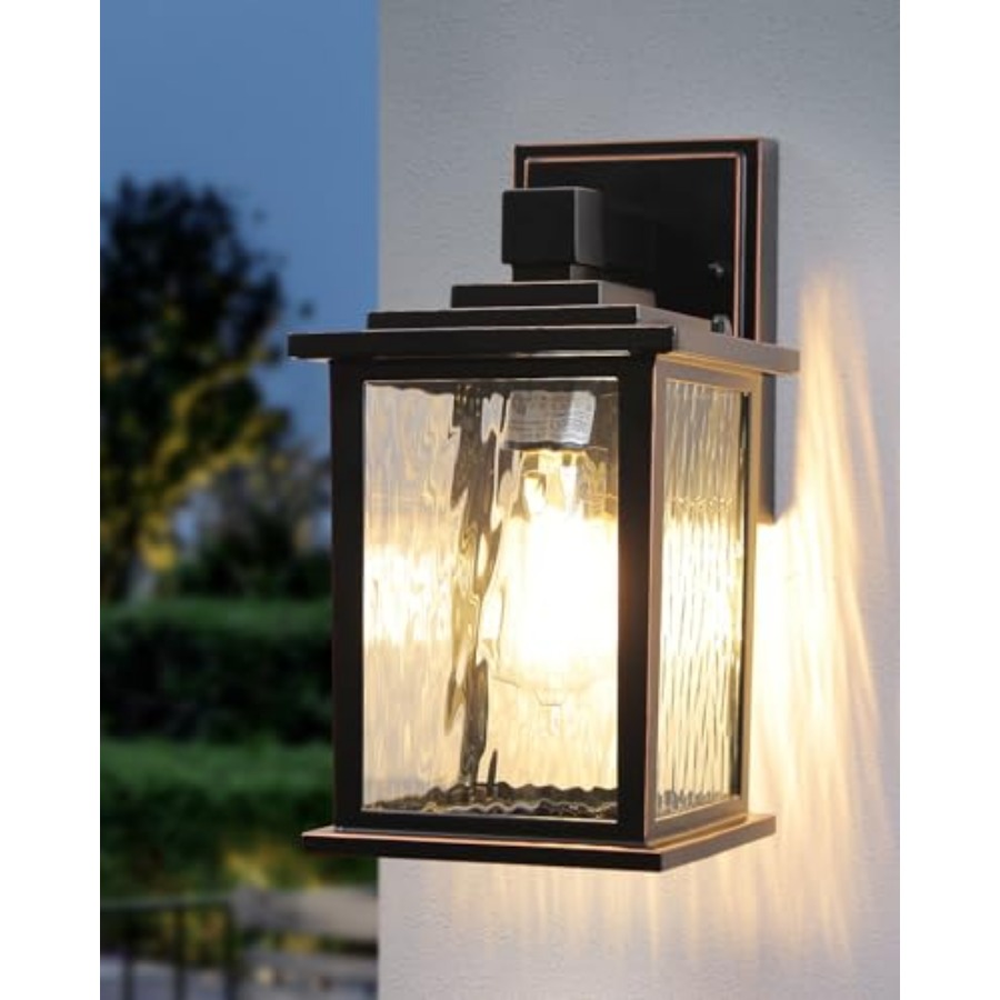 Outdoor Lighting For Front Of House - ไฟระเบียงกลางแจ้งขนาด 12 นิ้ว, โคมไฟติดผนังกลางแจ้งแบบคลาสสิกสีบรอนซ์ขัดเงา, ไฟภายนอกแบบติดตั้งแบบมีสายสำหรับบ้าน, ประตูหน้าบ้าน,