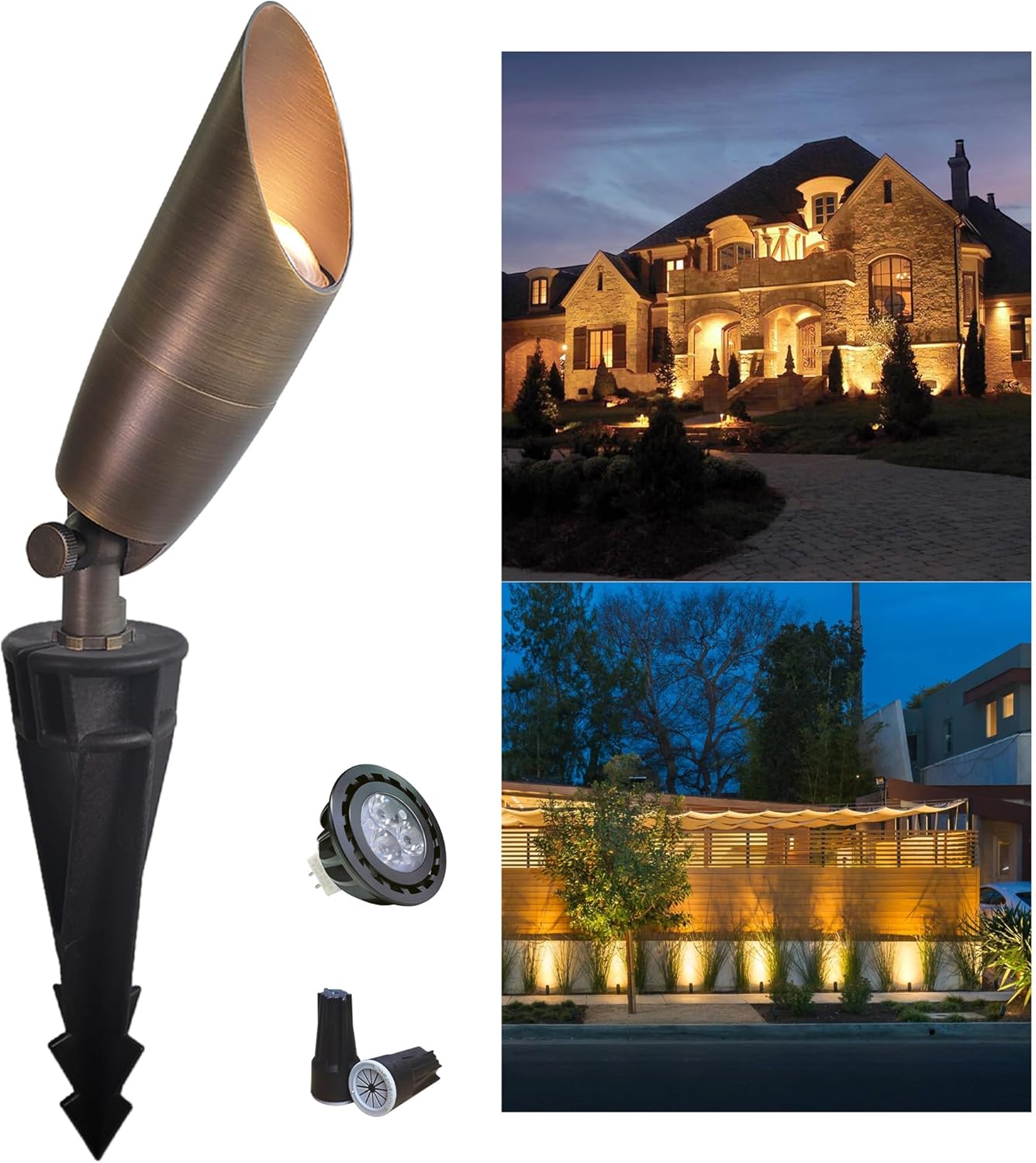 Outdoor Lighting Brass - สปอตไลท์สวนไดโอดเปล่งแสงทองเหลืองคุณภาพสูง IP65 แสงแนวนอนกลางแจ้งพร้อมพลังงานแสงอาทิตย์
