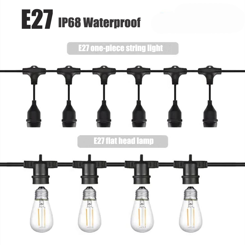 Outdoor Lighting Led Strip - ที่ใส่ไฟฉายคาดศีรษะเกลียว E27กลางแจ้งสายกันน้ำ IP68 LED ปิดผนึกสายยาวสวนงานแต่งงานโคมไฟแบบเชือกตอนเย็น