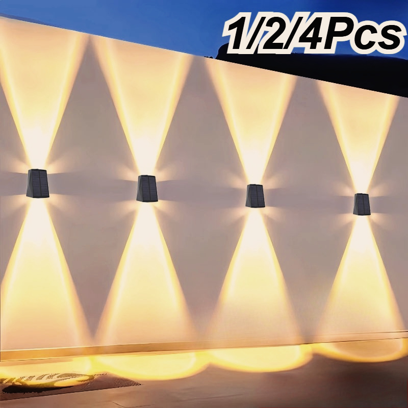 Outdoor Lighting For Front Of House - ไฟ LED ผนังพลังงานแสงอาทิตย์โคมไฟขึ้นและลงไฟกลางแจ้งพลังงานแสงอาทิตย์กันน้ํา IP65 ไฟรั้วพลังงานแสงอาทิตย์สําหรับลานบ้านสวนโรงรถ