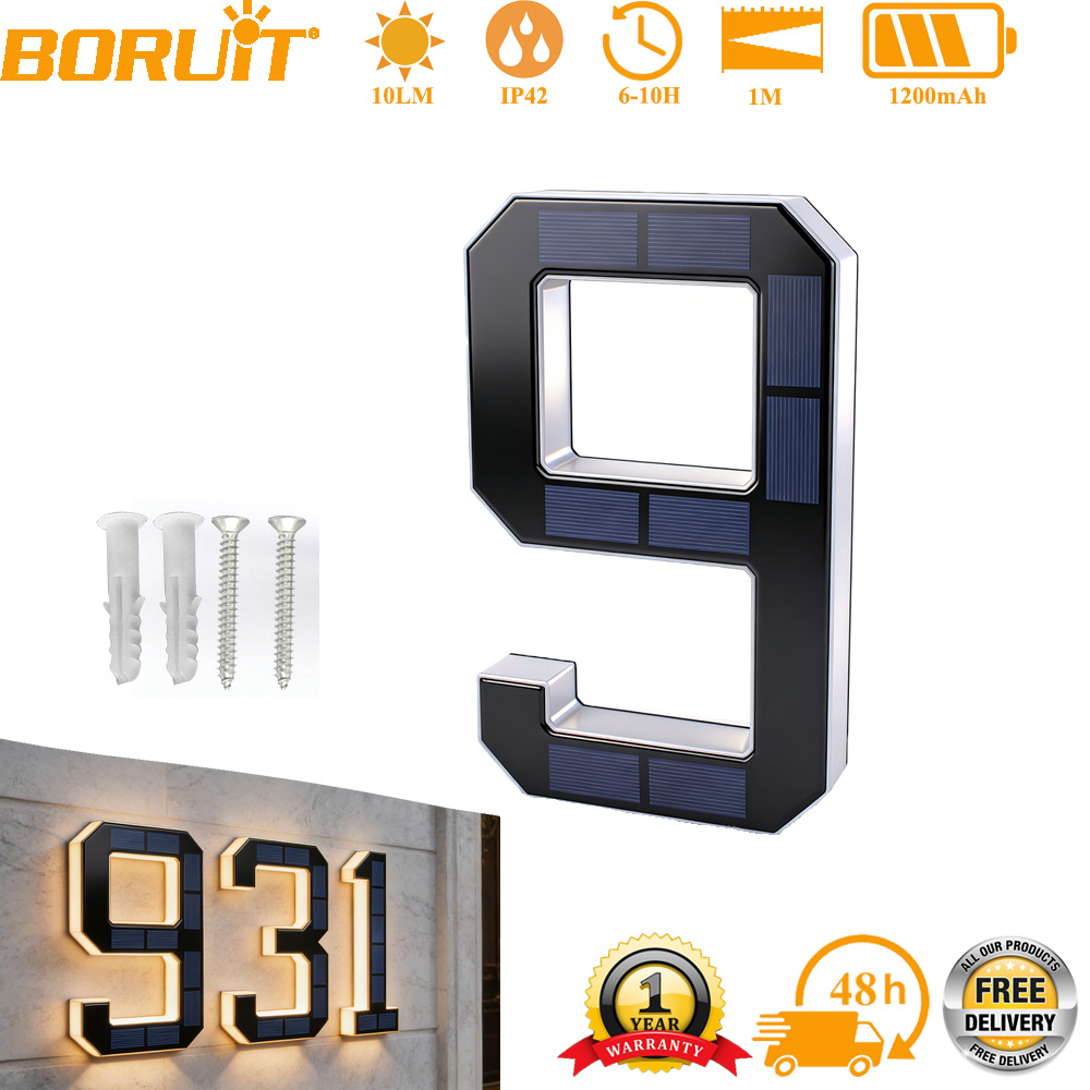 Outdoor Lighting For Front Of House - BORUiT ไฟ LED พลังงานแสงอาทิตย์สำหรับติดบ้าน ป้ายเลขที่บ้าน กันน้ำ