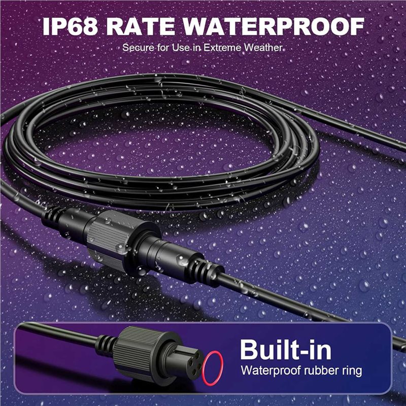 Outdoor Lighting Govee - M12K-2Pcs 10FT สายต่อสำหรับโกวีไฟน้ำท่วมกลางแจ้งกันน้ำ 4 พินสายต่อสำหรับโกวี H7057