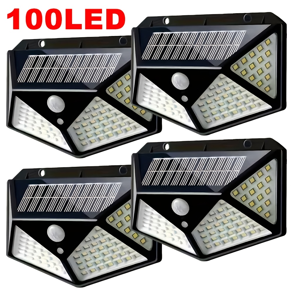 Outdoor Lighting Landscape - ไฟสวนโซลาร์เซลล์ 100LED สำหรับภายนอกอาคาร พร้อมเซ็นเซอร์ตรวจจับความเคลื่อนไหว กันน้ำ ใช้ติดผนัง