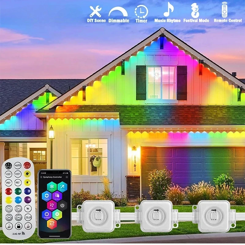 Outdoor Lighting For Front Of House - ชายคาถาวร 300FT LED สมาร์ท RGB ไฟ
