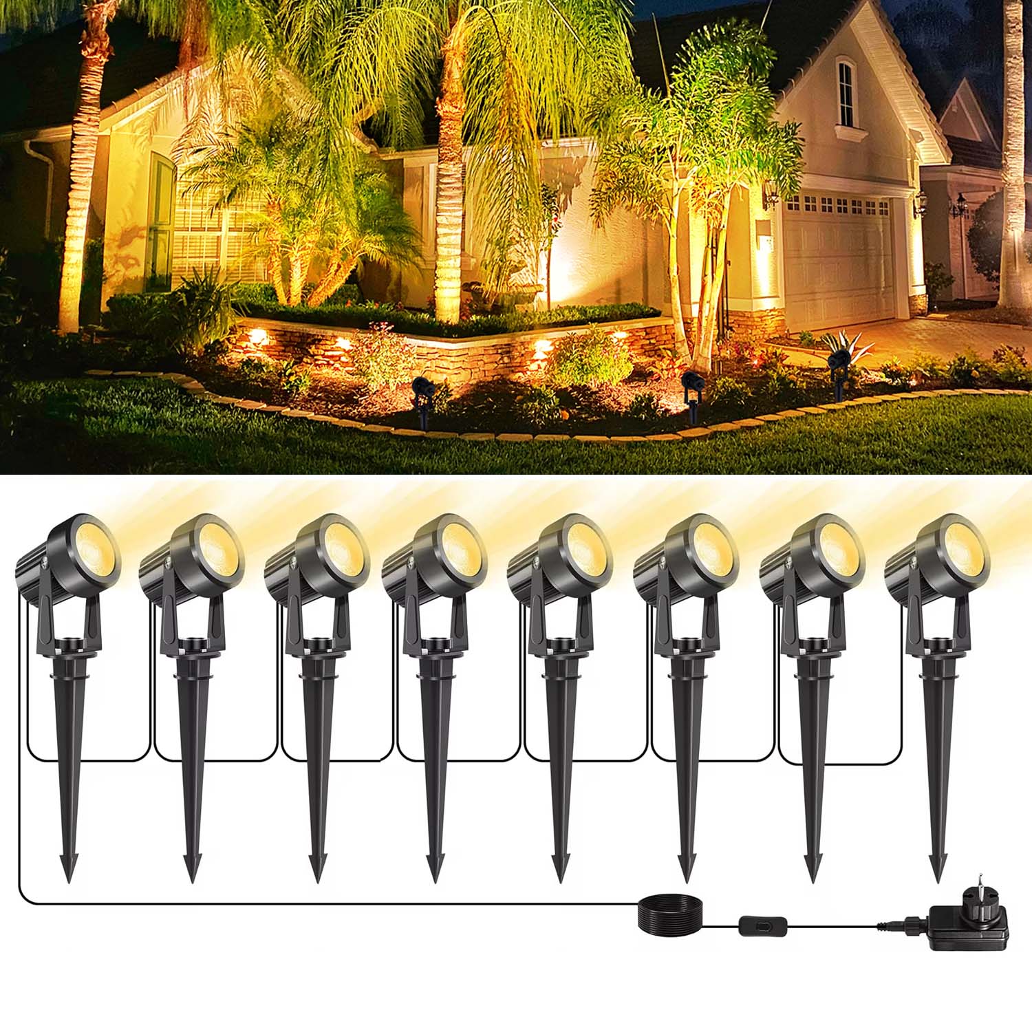 Outdoor Lighting Uk - 4/6/8LEDS 3000K Spotlight กลางแจ้งภูมิทัศน์ IP65 แรงดันไฟฟ้าต่ําสวนสําหรับต้นไม้