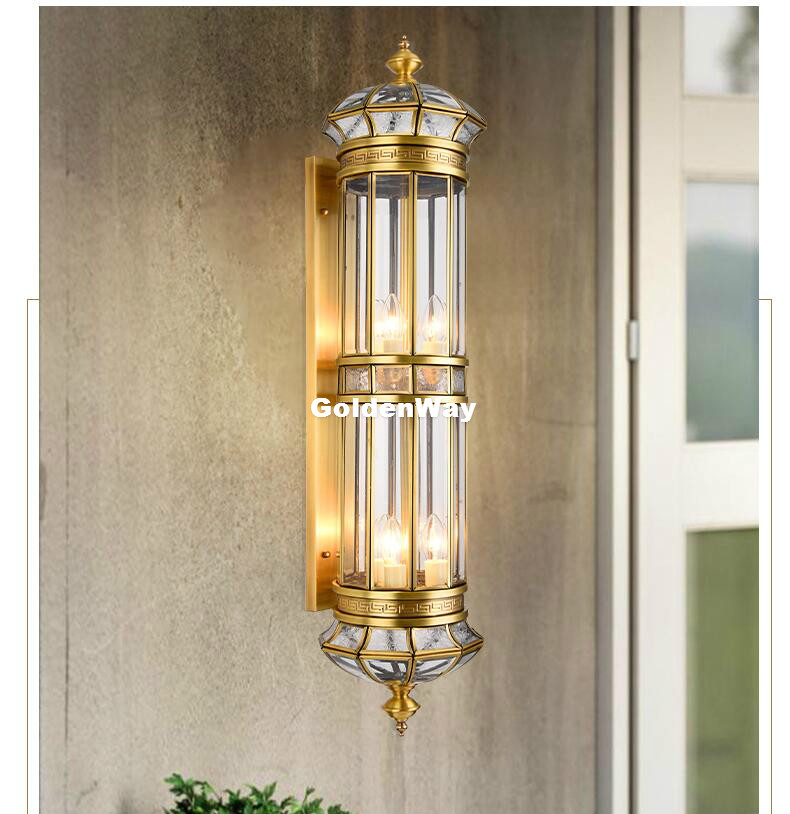 ทองเหลืองโบราณโคมไฟติดผนังกลาง - Outdoor Lighting Brass บทวิจารณ์และราคา