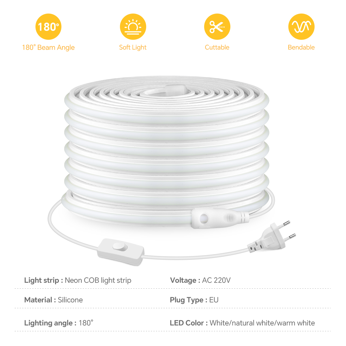 ไฟแถบ LED COB 220V ความหนาแน่น - Outdoor Lighting Led Strip บทวิจารณ์และราคา