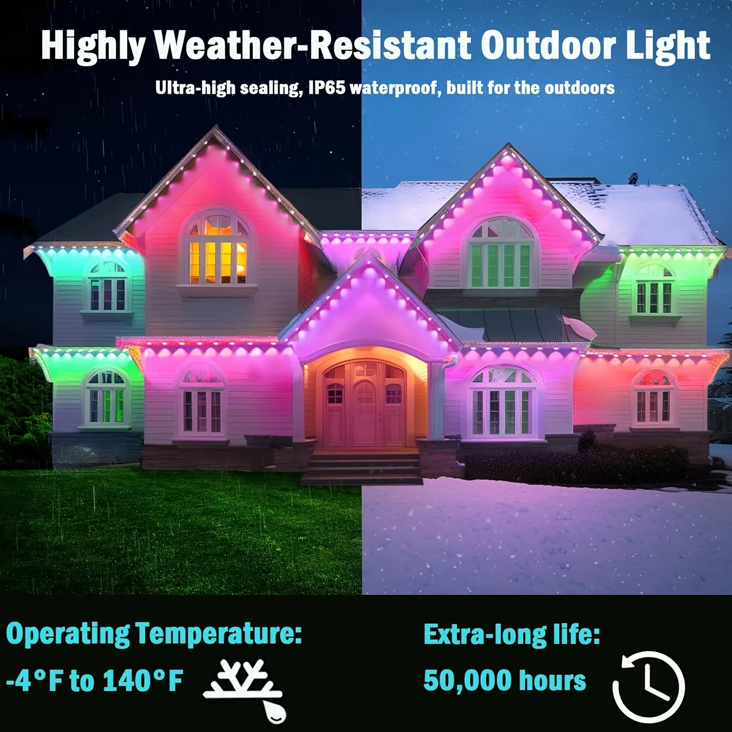 ชายคาถาวร 300FT LED สมาร์ท RGB - Outdoor Lighting For Front Of House บทวิจารณ์และราคา